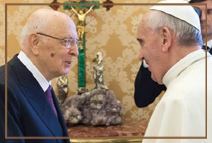 Президентом Итальянской Республики Джорджо Наполитано встретился с Папой Франциском
