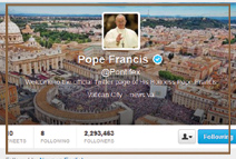 Twitter Папы Римского Франциска набрал более 5000 follower-ов